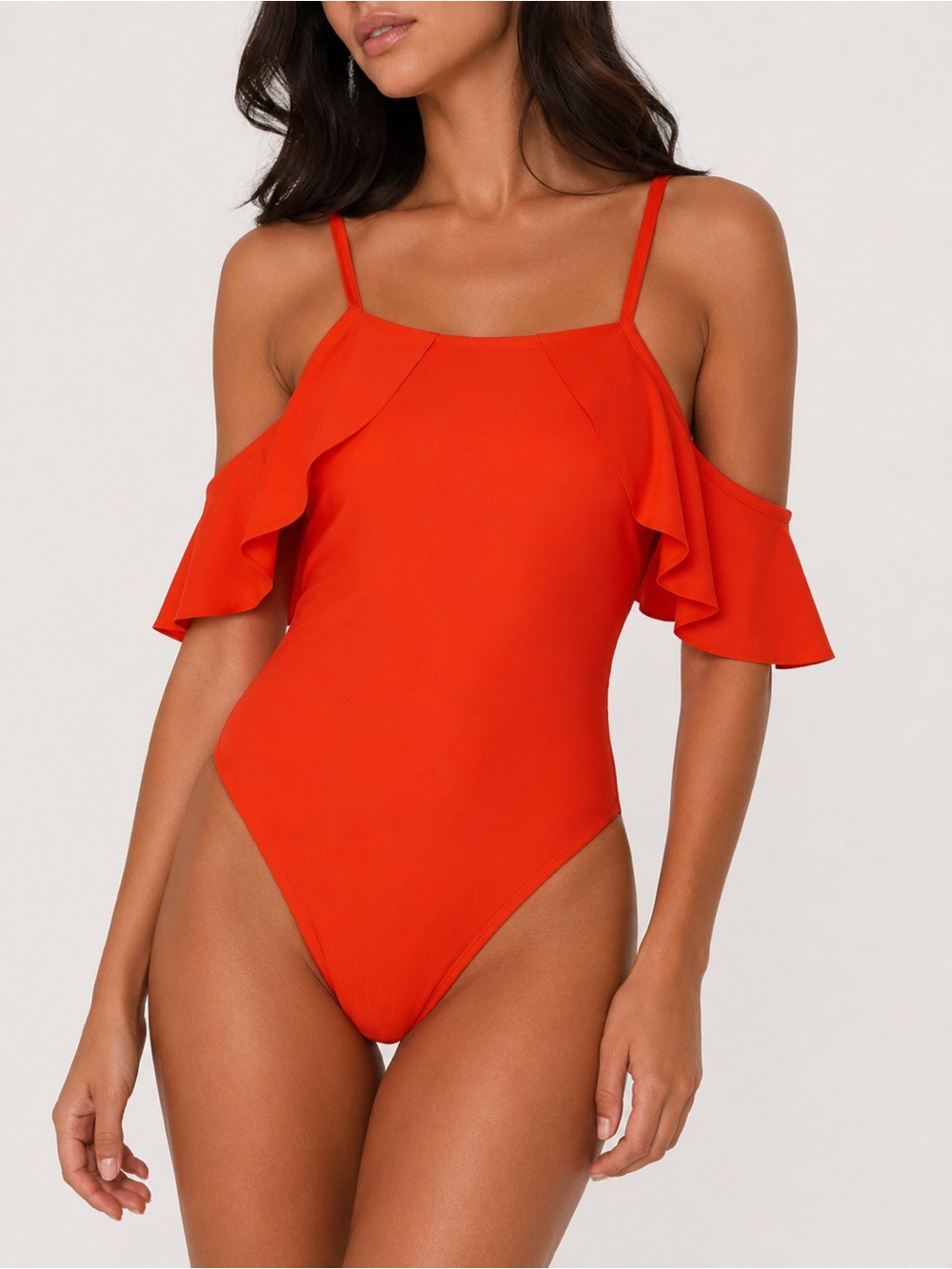 NWT Old Navy Orange Off Shoulder Ruffle One Piece Swimsuit xl